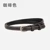 Cinturón Fino de Cuero Genuino para Mujer Estilo Coreano con Decoración de Hebilla Metálica, Elegante Cinturón Casual de Piel de Vaca para Viajar al Trabajo