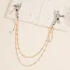 Nuevas Pinzas para Pezones de Metal con Cadena de Empalme Rayo, Accesorio de Flirteo Alternativo Sexy Unisex Joyería de Cadena para el Pecho