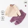 Ropa para Bebé Primavera y Otoño Clase A Algodón Puro Ropa Interior Infantil Atuendo de Año Nuevo Botón Rojo en el Hombro del Bebé Conjunto Dividido para Cumpleaños de 100 Días