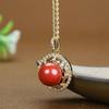 Colgante de delfín con incrustaciones de arena imperial natural de alto contenido, venta al por mayor de fábrica, regalo de Año Nuevo y San Valentín, collar de cinabrio
