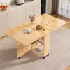 Mesa de Jantar Dobrável de Madeira Maciça Mesa de Jantar para Apartamento Pequeno Mesa de Jantar Retangular Móvel Multifuncional Simples para Comer Uso Doméstico