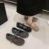 Sapatos Mary Jane Versáteis Outono 2026 para Mulheres, Sapatos Baixos de Um Cadarço com Design de Bolinhas, Novos Sapatos Planos de Lona Estilo Coreano