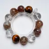 [Sonho de Volta a Yanhuang] Pulseira de Cristal Branco Super Sete Ouro Negro Natural Feminina Clareamento Versátil Olho de Tigre Amarelo Pulseira Atacado