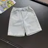 Pantalones Largos Casuales de Mezclilla Lavada Rectos de Ajuste Holgado de Longitud Media Unisex para Niños Marca Grande Verano 488197