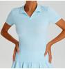 Camiseta de Yoga Nude com Gola Polo Feminina Esportes ao Ar Livre Anti-UV Slim Secagem Rápida Manga Curta Top para Corrida Fitness