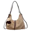 Bolsa Tote Fosca Retro de Grande Capacidade para Mulheres Outono 2025 Simples Diária Multifuncional Mochila Transversal para o Dia a Dia