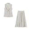 Ins estilo europeu e americano transfronteiriço 2026 nova moda elegante feminino atacado para o dia a dia poá sem mangas conjunto de duas peças