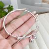 Pulsera de Plata Esterlina S999 para Mujer Pulsera Sólida Push-Pull de Dos Mundos Distintiva de Moda para Combinar con Todo Flor de Loto Pulsera Cúpula de Loto