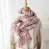 Cachecol Estilo Coreano Imitação de Caxemira Quente e à Prova de Frio Moda Outono e Inverno de Alta Qualidade Xadrez Elegante Rima Versátil Cachecol com Franjas