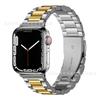 Adequado para Pulseira de Aço Inoxidável Sólido com Três Contas para Apple Watch S11/Ultra2 Pulseira iWatch
