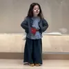 Conjunto de Roupas Infantis Outono Meninas Estilo Coreano Jaqueta Listrada Moda Infantil Versátil Tops Casuais Roupas Infantis Jaqueta 31012