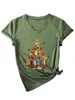 Camiseta de Verano Elegante con Estampado de Manga Corta para Mujer Talla Grande 100kg Extra Grande, Corte Holgado, Cuello en V Adelgazante, Top Versátil