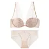 Conjunto de lencería sexy de encaje francés con escote en V profundo, anti-caída, de soporte, transpirable y seductor, sujetador JH805