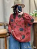 Suéter Casual de Cuello Alto Medio para Mujer, Colección Otoño 2026, Estampado Floral, Suéter de Punto Holgado tipo Pulóver, Suéter de Estilo Relajado