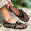 Nuevas Sandalias Planas de Malla para Mujer Talla Grande Verano 2026, Estilo Europeo y Americano, Ligeras y Cómodas para Danza Ballet