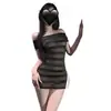 Saia Sexy Nova de Um Ombro Listrada Justa ao Corpo Curta Ajustada Personalizada Boate Transparente Sexy Lingerie Vestido