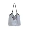 Bolsa de ombro listrada retrô única, estilosa e versátil, bolsa de mão de moda casual, sacola de compras, bolsa tote feminina
