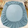 Sábana bajera ajustada de color sólido de algodón puro con bordado de dibujos animados, Sábana bajera individual de algodón puro, Funda de colchón de ajuste completo para colchón Simmons