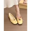 Elegantes Zapatos Planos Redondos con Lazo para Mujer, Estilo Commuter Primavera 2026, Boca Baja, Suela Suave, Zapatos Ballet Mary Jane Fruncidos
