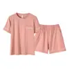 Pijama Feminino Yixuan Primavera e Outono Manga Curta Shorts Roupa de Casa Algodão Viscose Conjunto de Roupa de Casa de Verão XXXL Tamanho Plus Size RC