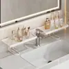 Estante de almacenamiento para lavabo de baño, estante de almacenamiento para grifo frente al espejo del lavabo del baño del inodoro, organizador debajo del espejo