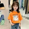 Camiseta Delgada de Manga Corta de Algodón Puro para Niñas de Mediana Edad y Mayores, Nuevo Estilo Verano 2026, Top Holgado y Elegante de Ropa Infantil para Niñas