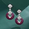 Acessórios de Joalheria Brincos, Estilo Europeu e Americano Cravejados com Diamantes Corindo Vermelho Sintético Brincos Azuis Reais da Moda para Mulheres, Atacado em Estoque