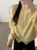 26 Otoño Nuevo Estilo Top Estilo Coreano Seda Cachemira Cepillado Color Sólido Cuello Redondo Manga Larga Versátil para el Trabajo Cárdigan de Punto para Mujer