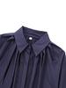 Camisa de popelina plisada decorativa con solapa y combinación de colores para mujer, nueva moda de otoño e invierno 2024, estilo europeo y americano.