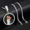 Collar Personalizado de Hip-Hop Europeo y Americano Transfronterizo Fila Única Zirconia Redonda Completa de Diamante Colgante de Marco de Foto de Moda para Hombre