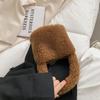 Bolso lindo de forro polar granulado de piel de cordero, bolso de pelo macarrón, cesta de verduras, bolso de cubo mini para llevar en la mano