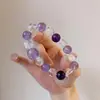 Pulseira de Ametista Brasileira Natural para Mulheres, Pulseira Nove Fogo Púrpura, Cristal Branco, Sucesso Financeiro e na Carreira, Presente para Sucesso em Exames