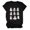 Amazon eBay Tienda Independiente Casual Linda Divertida Camiseta de Manga Corta con Cuello Redondo de Fantasma Leyendo un Libro para Mujer para Exportación