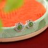 Joyería Yuebao Plata Esterlina S925 Jade Hetian Jaspe Estilo Vintage Aretes Filigrana Calada Auspiciosa Joyería de Plata
