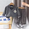 Conjunto de Dos Piezas con Sudadera a Cuadros con Solapa para Niños Primavera 2026, Ropa Elegante para Bebés, Atuendo Casual de Manga Larga a la Moda para Niños