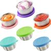 Taza para salsa redonda de acero inoxidable 304 transfronteriza, tazón para mermelada con tapa, plato para aderezos portátil, 50/70 ml, taza para salsa para mojar