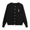 Top de punto color albaricoque para mujer, nuevo estilo de principios de otoño, prenda exterior petite, chaqueta pequeña, suéter fino bordado, cárdigan de manga larga