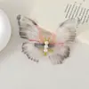 Accesorio de Hanfu etéreo y animado: Pasador de mariposa de gasa fina estilo antiguo de 10 cm con diseño de mariposa de hoja muerta, adecuado para niñas y niños, perfecto para sesiones de fotos estilo temático de bosque