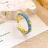 Anillo Venta Caliente Anillo de Trébol con Aceite Goteando Nicho Alta Gama Flor Colorida Anillo para Dedo Índice 2025 Nuevo Venta Caliente Mujer