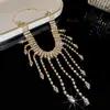 Moda Europeia e Americana Gargantilha Choker Brilhante com Franjas de Strass Personalidade Exagerada Tendência Colar Estiloso Acessório de Design de Celebridade da Internet para Mulheres