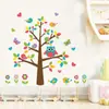 Adesivos de Parede Autoadesivos Graffiti Colorido de Desenho Animado Árvore Grande Flor Coruja Decoração para Quarto Infantil Adesivos BR0586H