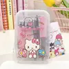 Cortador de unhas de aço inoxidável com estampa de desenho animado fofo japonês, kit de ferramentas para unhas, limpador de ouvidos, manicure, conjunto de 7 peças
