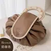 Bolsa de armazenamento portátil de grande capacidade para viagem para pessoas preguiçosas, bolsa com cordão, bolsa de couro para armazenamento de artigos de higiene e cuidados com a pele