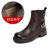 Botas de moda de cuero genuino para mujer, nueva colección otoño/invierno 2026, con forro de felpa, tacón grueso y diseño versátil apto tanto para el trabajo como para el uso casual, con caña corta y ajuste ceñido