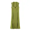 Elegante vestido largo con un elegante cuello 64 moda forma de corazón ZR estilo europeo y americano 42585 comercio exterior ropa de mujer sin mangas 2026 transfronterizo