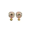 Accesorios y joyería exquisitos al por mayor Pendientes de perlas hechos a mano para DIY con molinete de colores contrastantes rosa y blanco con goteo de aceite