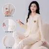 Xiyue 220g Algodón Peinado de Doble Cara Engrosado Ropa Postparto Otoño Mujeres Embarazadas con Almohadillas para Sujetador Integradas Lactancia Postparto Conjunto Absorbente de Sudor