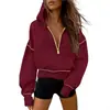 Sudadera Amazon Europea y Americana Otoño/Invierno 2026 con Cuello Camisero, Patchwork, Pulóver, Manga Larga, Media Cremallera, Estilo Casual para Otoño/Invierno