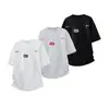 Camiseta de Manga Corta con Bordado de Letras de Lujo Ligero Estilo Americano para Hombres y Mujeres, Tendencia Nueva de Verano, Top de Hombro Normal de Manga Media Pesado para Parejas