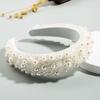 Diadema de Perlas Estrelladas de Influencer de Moda Europea y Americana para Mujer, Diadema Ancha de Esponja Retro Engrosada de Estilo Barroco